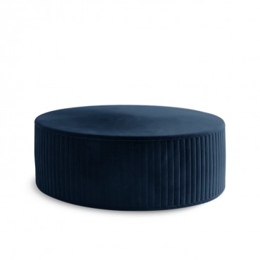 Pouf Rond XL Fabio Velours Bleu Foncé