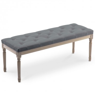 Banc capitonné Romane XL style Louis XVI tissu Gris