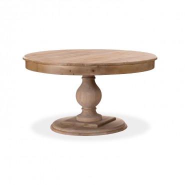 Table ronde extensible en bois massif Héloïse Bois naturel et pied naturel