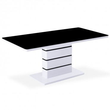 Table contemporaine Astrid XL Blanc et Noir - 6 à 8 personnes