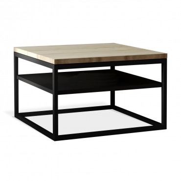 Table basse de style industriel Tess imitation Chêne