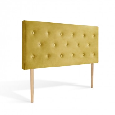 Tête de lit capitonnée Théa 140cm Velours Jaune moutarde