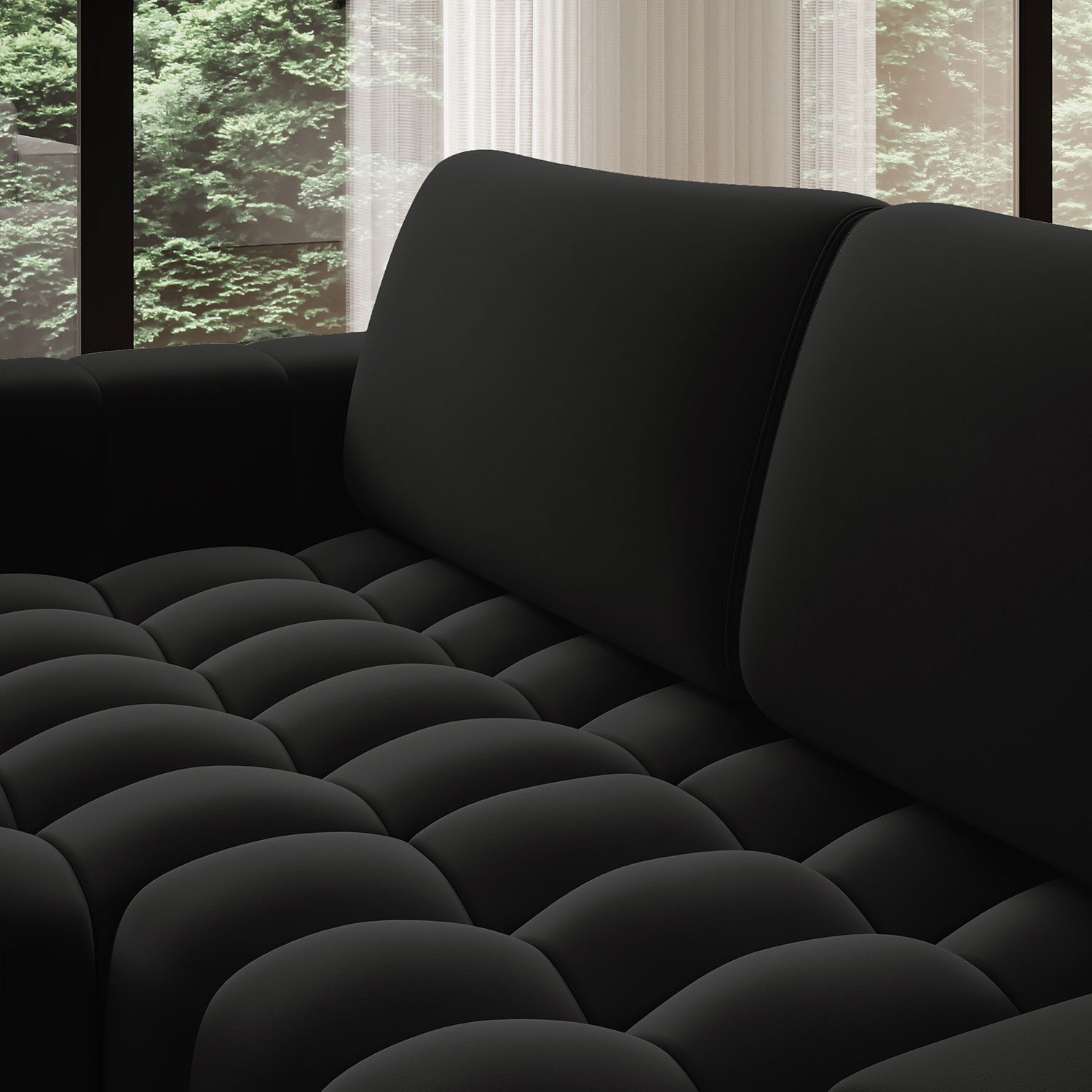 Canapé-angle Clovis Gris Clair Tissu Structuré Ottoman Gauche Modulaire