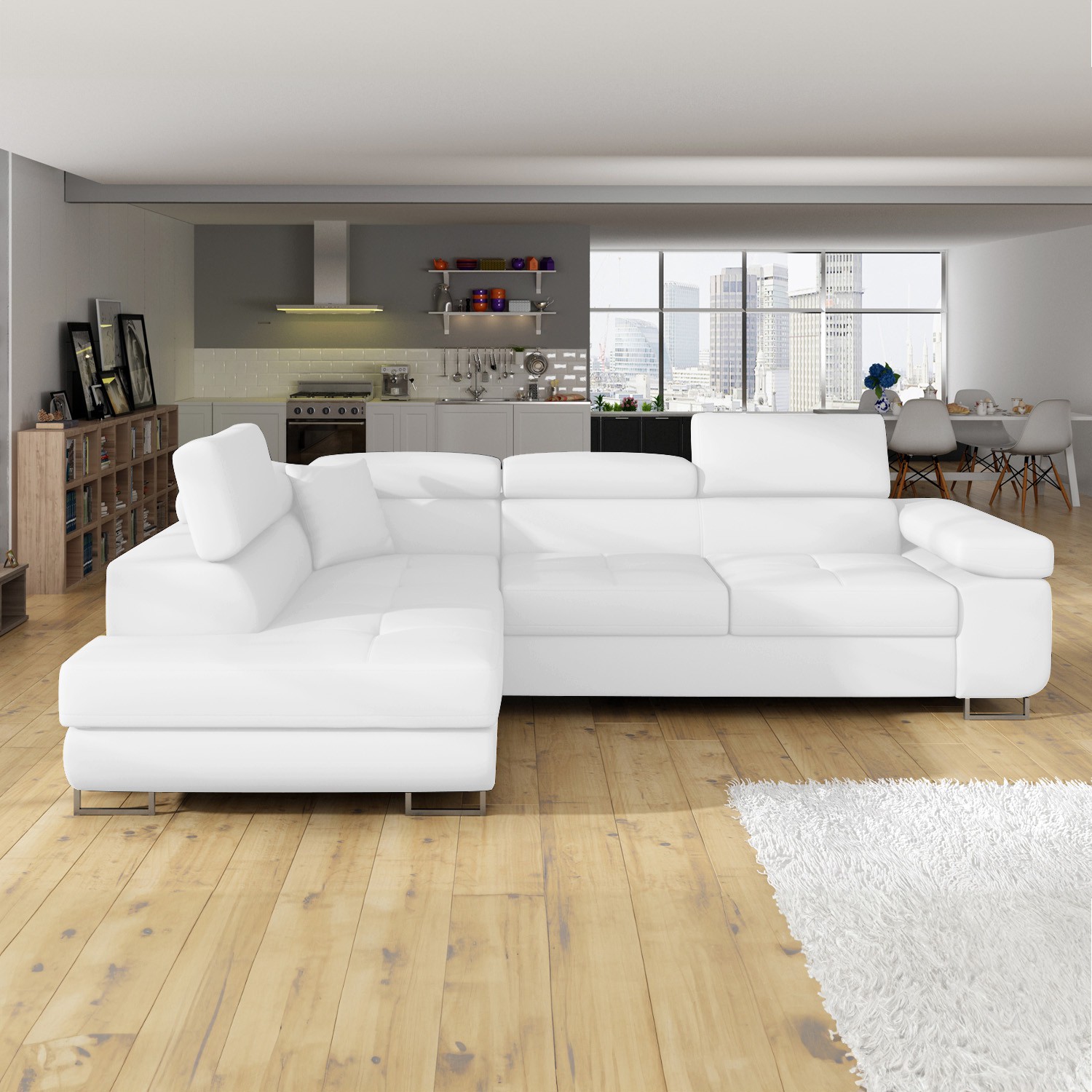 Canapé-lit 1 Place Aruba - Similicuir Blanc, Dimensions 78x67x71 Cm - Structure Métallique, Design Moderne