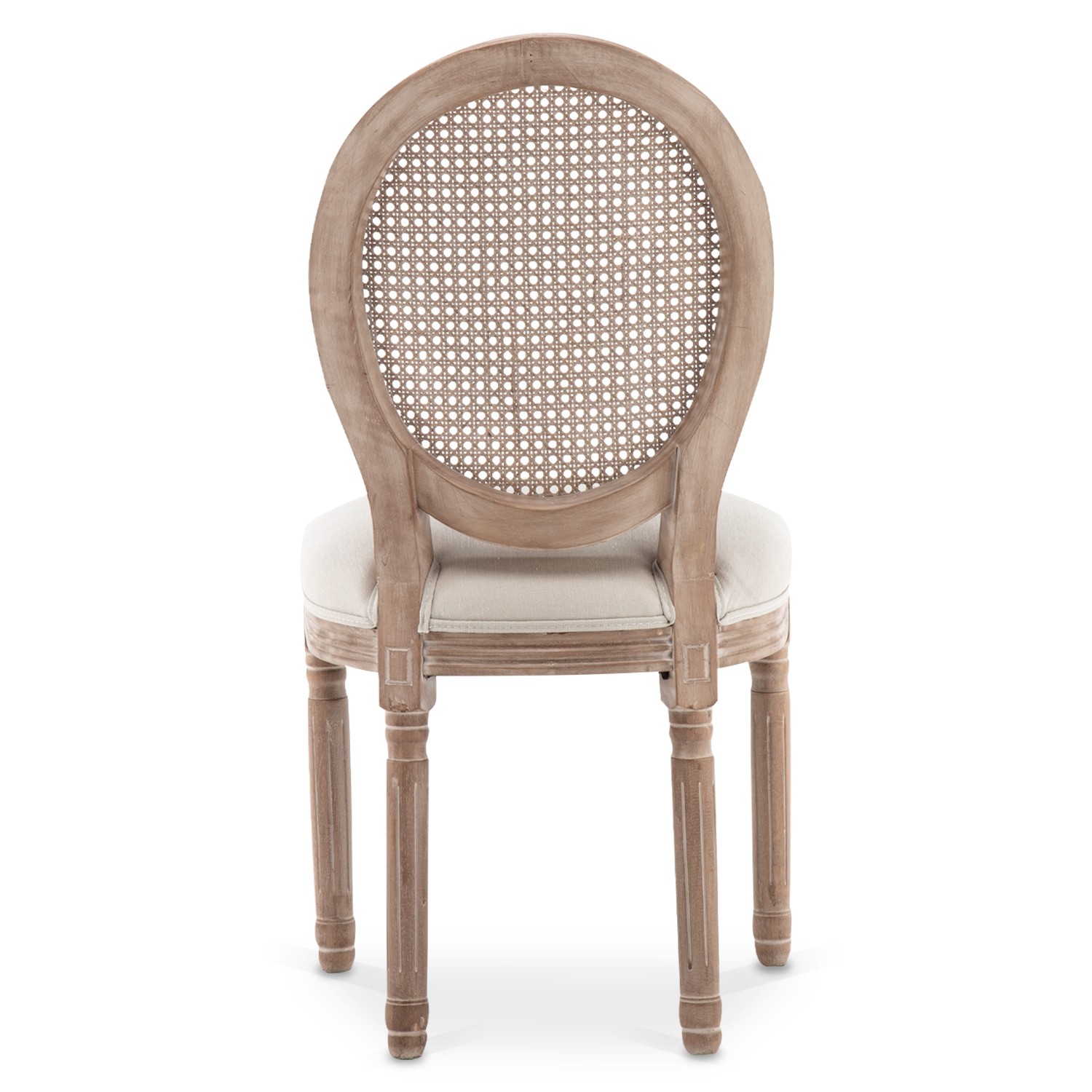 Lot de 6 chaises médaillon Louis XVI Cannage Rotin tissu Beige