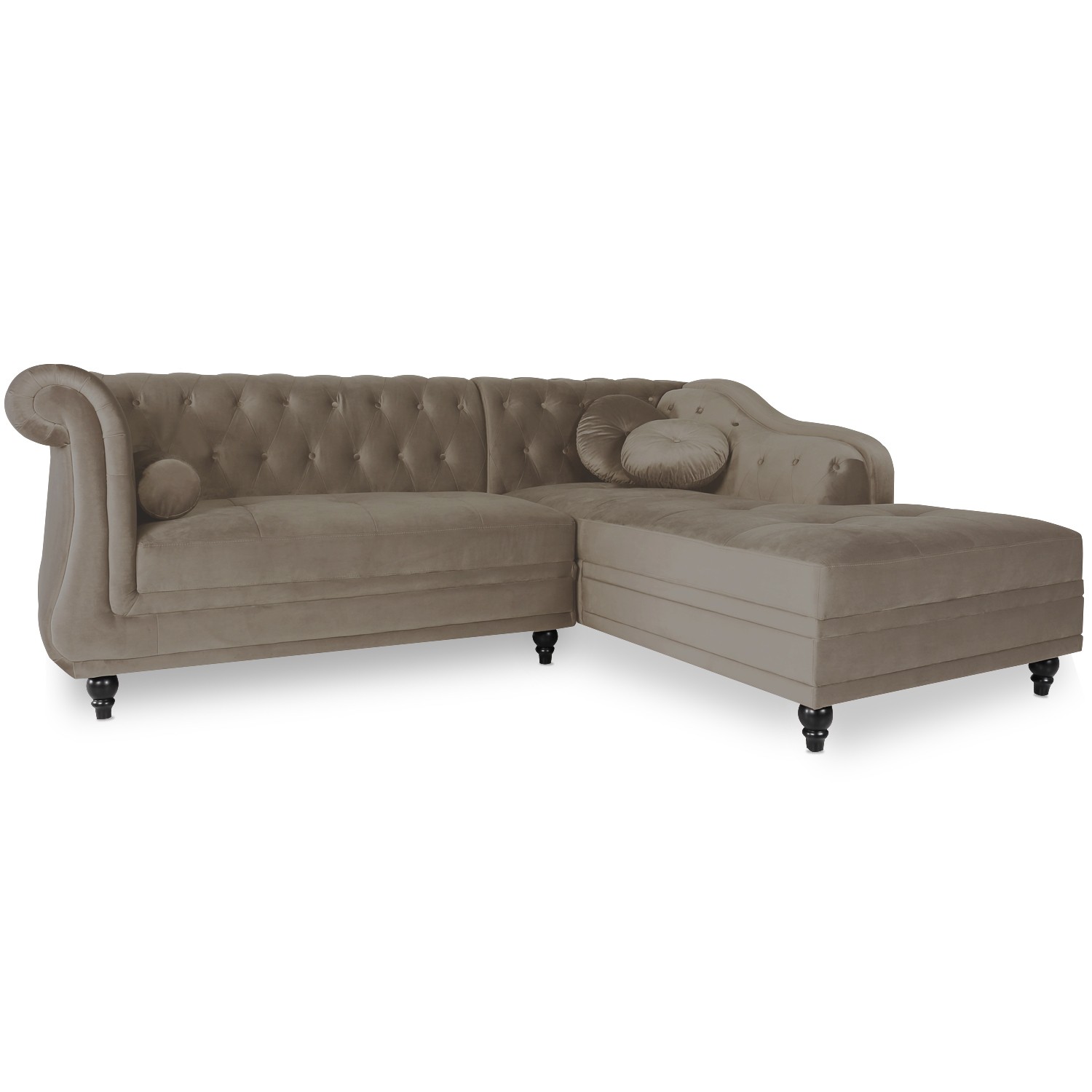 Canapé 2 Places Velours Chesterfield 157cm Taupe - Paris Prix, Neuf Sous Emballage