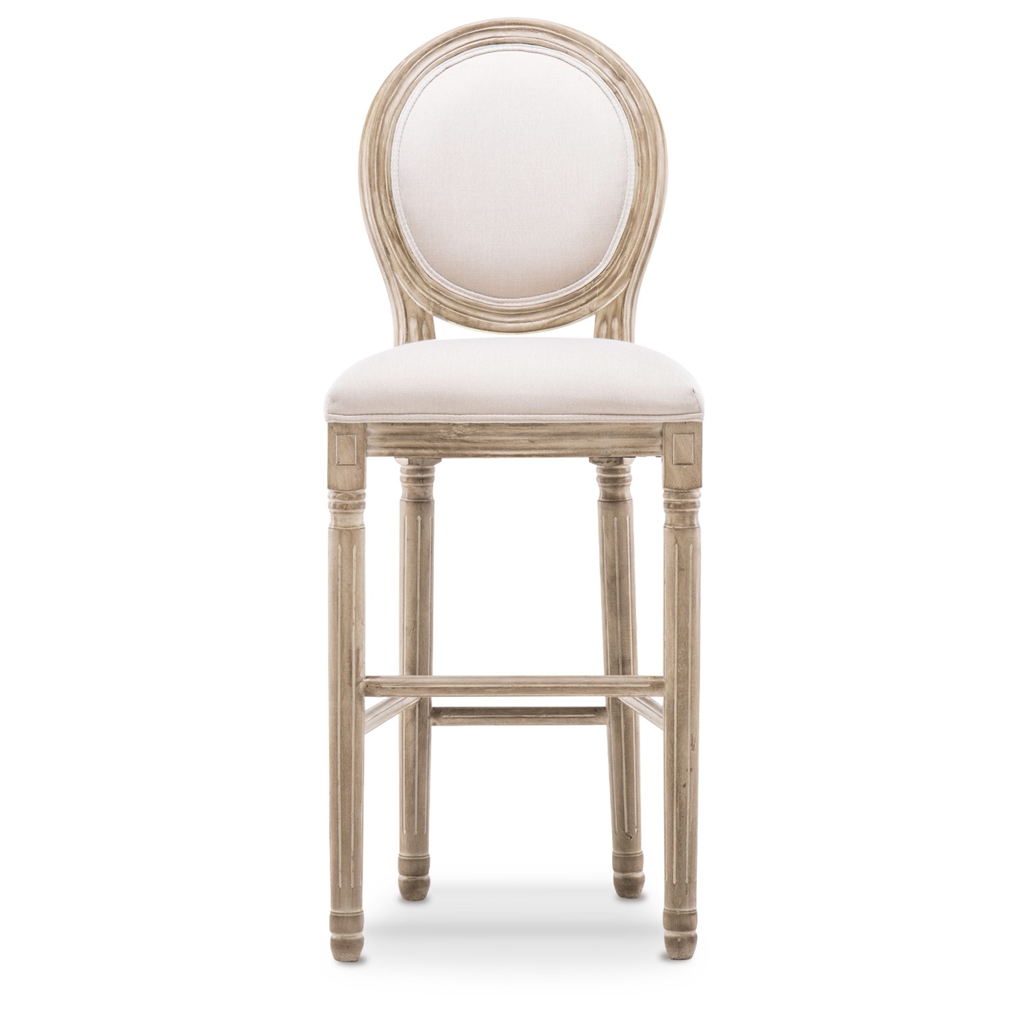 Lot de 2 chaises de bar médaillon Louis XVI tissu Beige