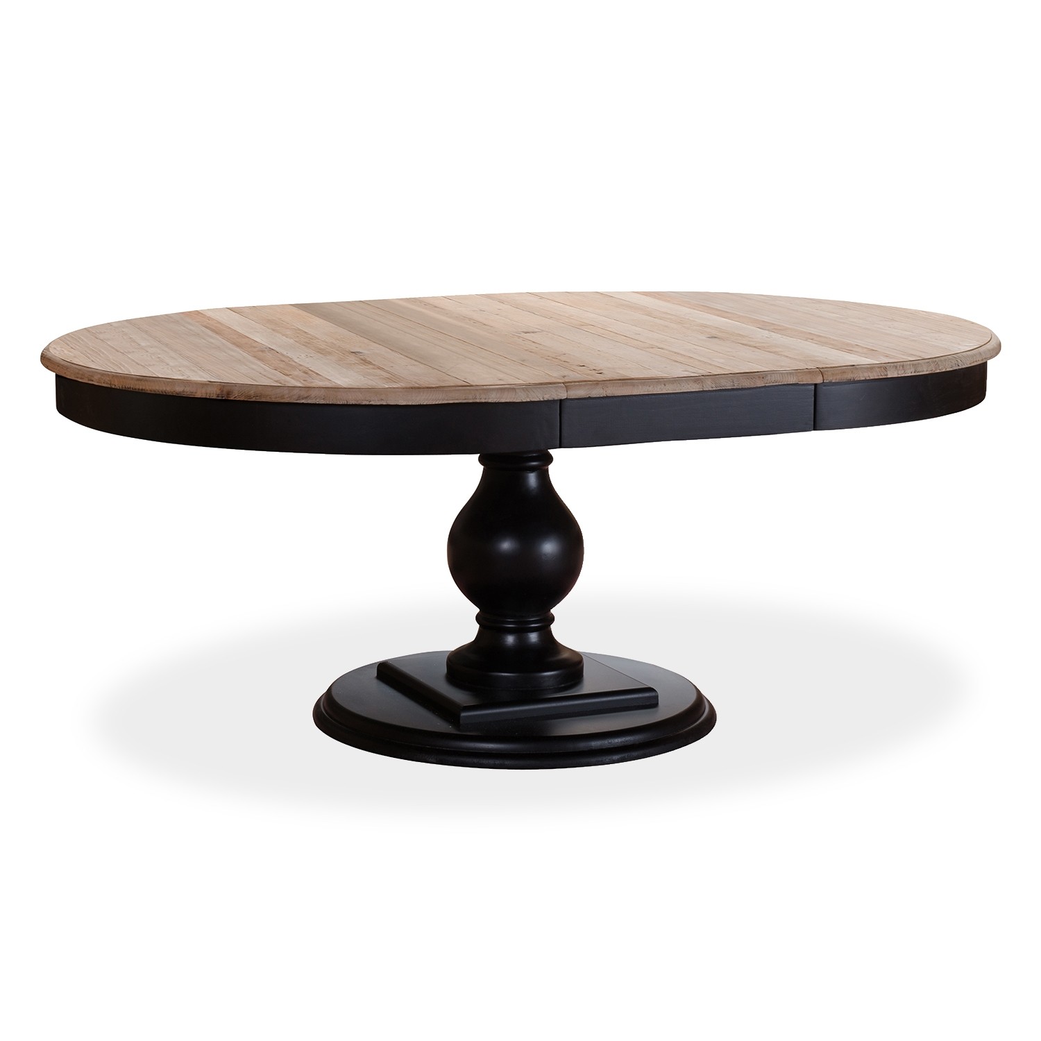 Table ronde extensible en bois massif Héloïse Bois naturel et pied noir