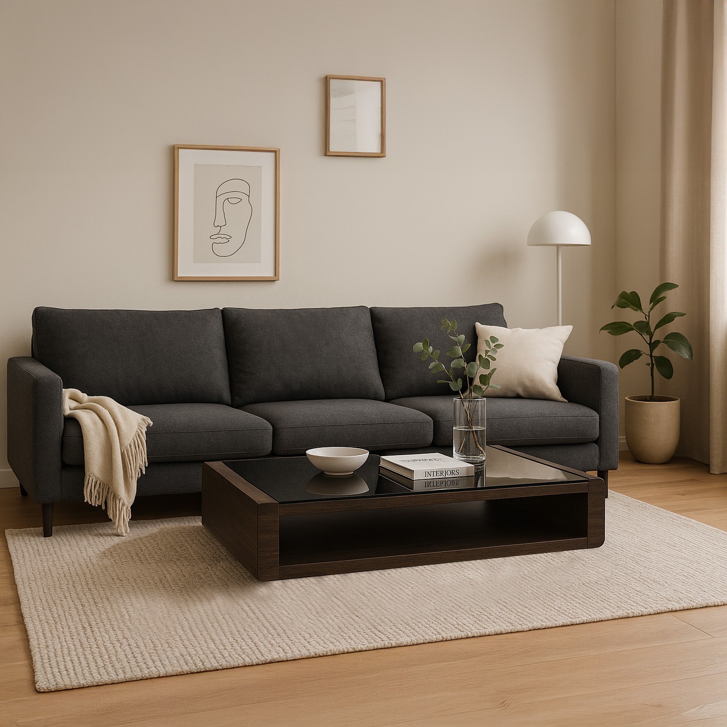Table basse plateau relevable rectangulaire SOA bois imitation hêtre plateau noir