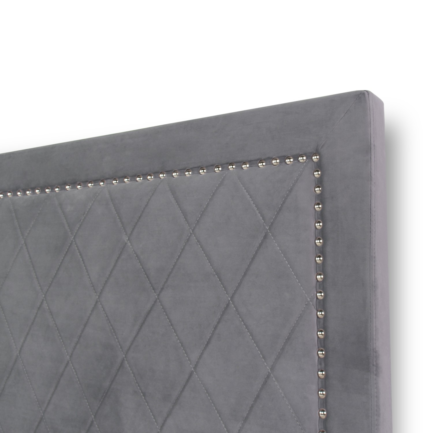 Tête De Lit En Velours Gris Foncé Avec Un Bouton En Cristal 160